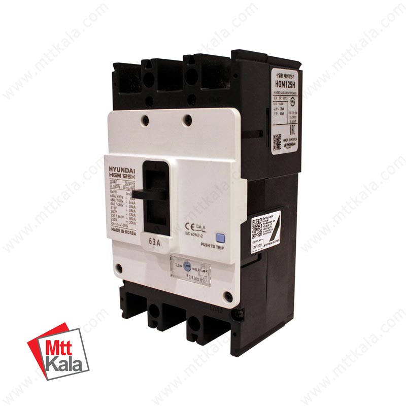 کلید اتوماتیک کامپکت قابل تنظیم 63 آمپر هیوندای کلید اتوماتیک کامپکت قابل تنظیم 63 آمپر هیوندای