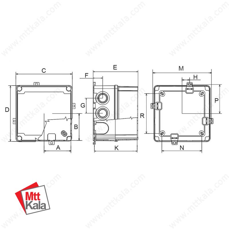 جعبه تقسیم با درب PC سایز 120*160*160 پارسا مدل 16163 جعبه تقسیم با درب PC سایز 120*160*160 پارسا مدل 16163
