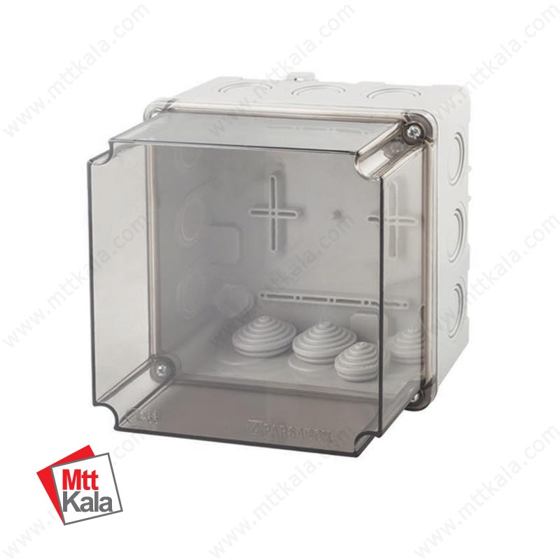 جعبه تقسیم با درب PC سایز 120*160*160 پارسا مدل 16163 جعبه تقسیم با درب PC سایز 120*160*160 پارسا مدل 16163