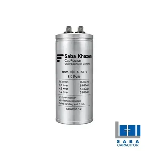 خازن 5.0 کیلووار رزینی 400 ولت صبا کد MKP400-D-5.0